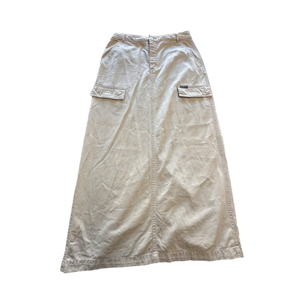 Calvin Klein Jeans Maxi Skirt Womens 7 Khaki Cargo Cotton Utility 90's Vintage